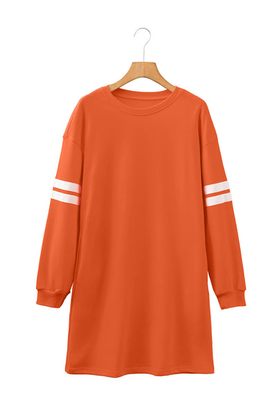 Tillandsia Purple Preppy Striped Sleeve Loose Mini Dress