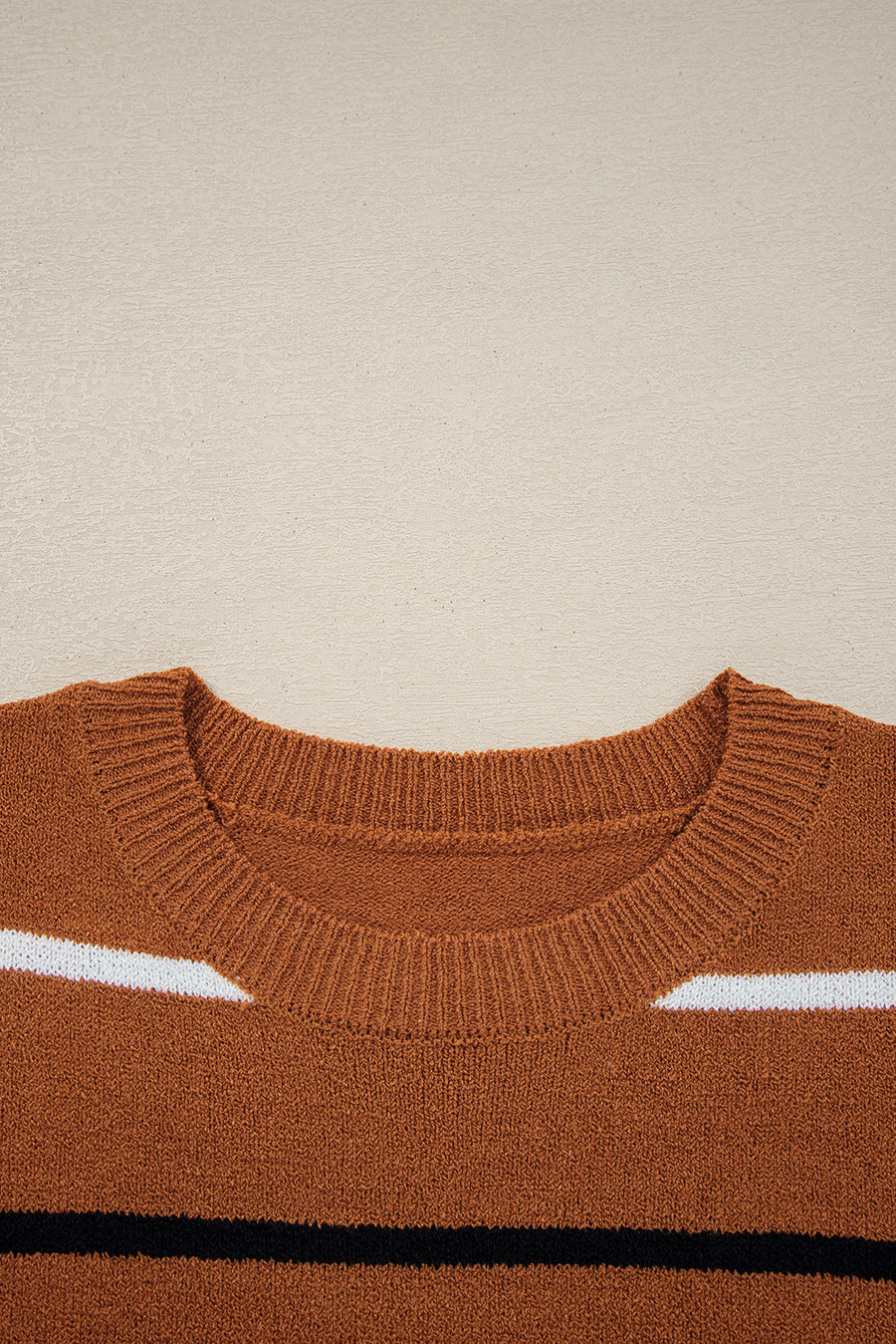 Striped Ribbed Edge Drop Shoulder Sweater- 2 Colors