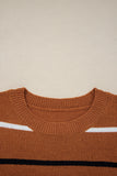 Striped Ribbed Edge Drop Shoulder Sweater- 2 Colors