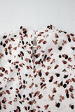 Leopard Print Mock Neck Long Sleeve Pleated Blouse- 2 Colors