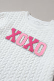 White Chenille Letter Patch Quilted Sweatshirt- 2 Styles
