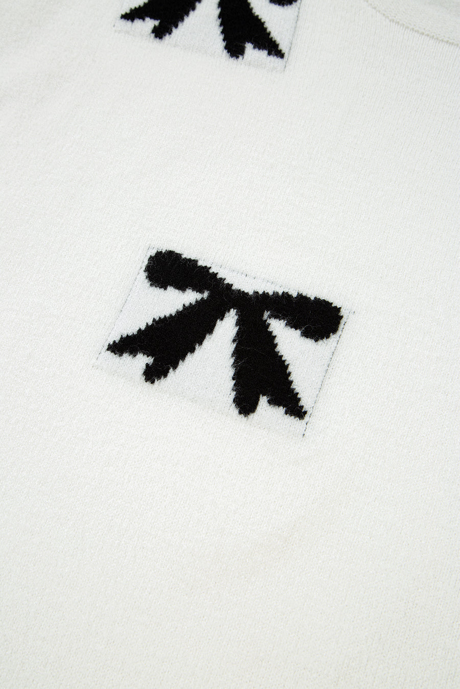 Black Bow Pattern Short Sleeve Knit Sweater