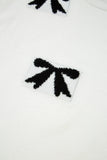 Black Bow Pattern Short Sleeve Knit Sweater