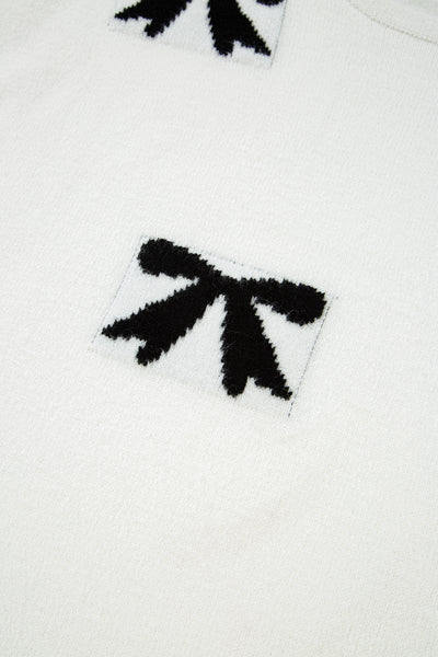 Black Bow Pattern Short Sleeve Knit Top