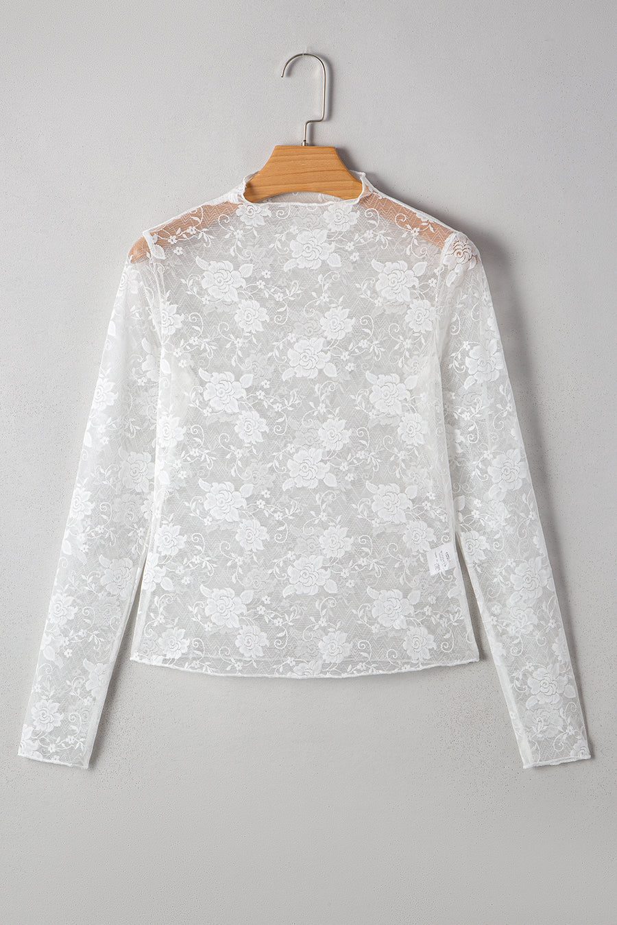 Floral Mock Neck Lace Long Sleeve Mesh  Top- 2 Colors
