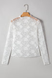 Floral Mock Neck Lace Long Sleeve Mesh  Top- 2 Colors