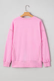 Bow & Sequin XOXO Exposed Seam Slit Hem Baggy Sweatshirt- 3 Colors