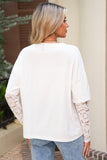 Lace Long Sleeve Drop Shoulder T-Shirt- 2 Colors