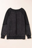 Waffle Knit Patchwork Raglan Sleeve Sweatshirt- 3 Colors