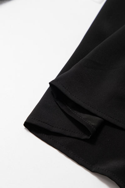 Black Keyhole Lace Splicing Raglan Sleeve Blouse