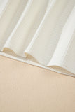 White Ruffle Trim Waffle Textured Short Sleeve Blouse