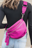 Wide Strap Double Zipper Crossbody Bag- 9 Colors