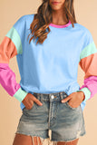 Color Block Long Sleeve Loose Fit Top- 3 Colors