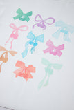 White & Pastel Bows Loose Fit Drop Sleeve Sweatshirt