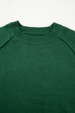 Evergreen Exposed Seam Raglan Sleeve Crew Neck Sweater
