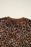 Leopard Print & Embroidered Bow Long Sleeve Top and Pants Set