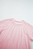 Seamed Detail Contrast Lace Raglan Sleeve T-Shirt- 2 Colors