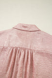 Metallic Pink Button-Up Short Sleeve Shirt