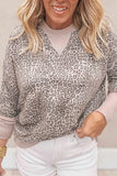 Leopard Print Patchwork Crew Neck Sweatshirt- 3 Colors