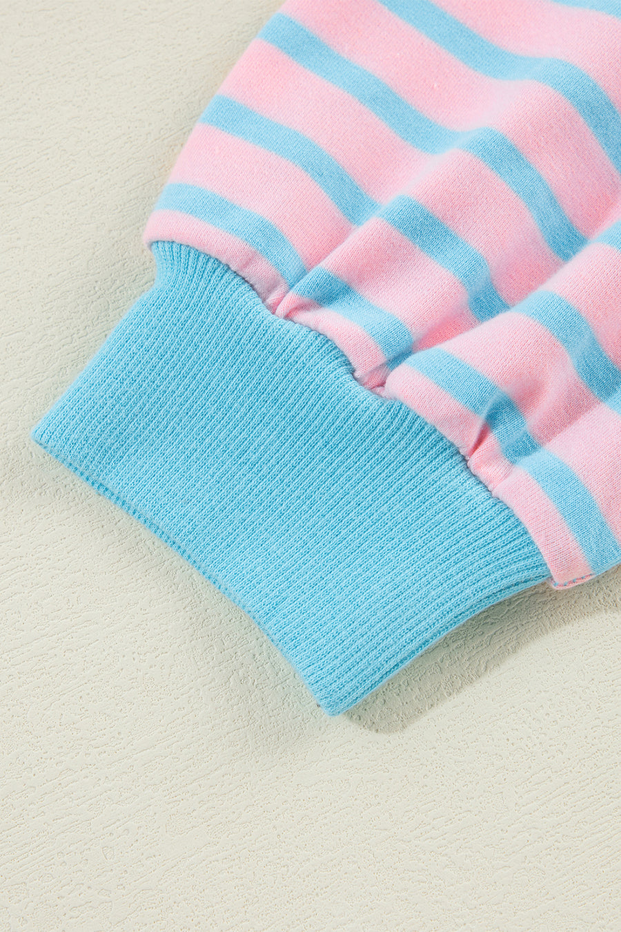 Pink & Turquoise Striped Contrast Trim High-Low Tunic Sweatshirt