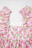 Floral Print Square Neck Ruffled Strap Maxi Dress- 2 Colors