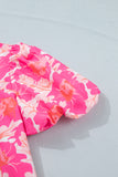 Short Bubble Sleeve Summer Floral Blouse A
