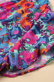 Blue Floral Print V-Neck Wrap Split Maxi Dress