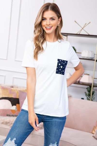 Women's Star Pocket T-Shirt- 2 Colors