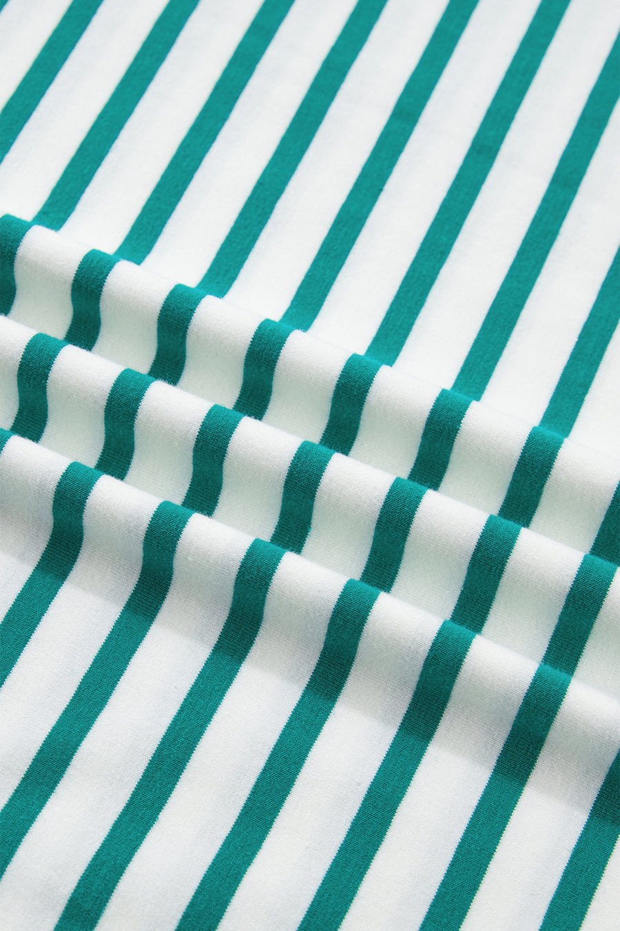 Striped Scalloped Trim Crew Neck Short Sleeve T-Shirt- 5 Colors