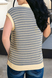 Striped Contrast Trim Sleeveless Collared Sweater- 3 Colors