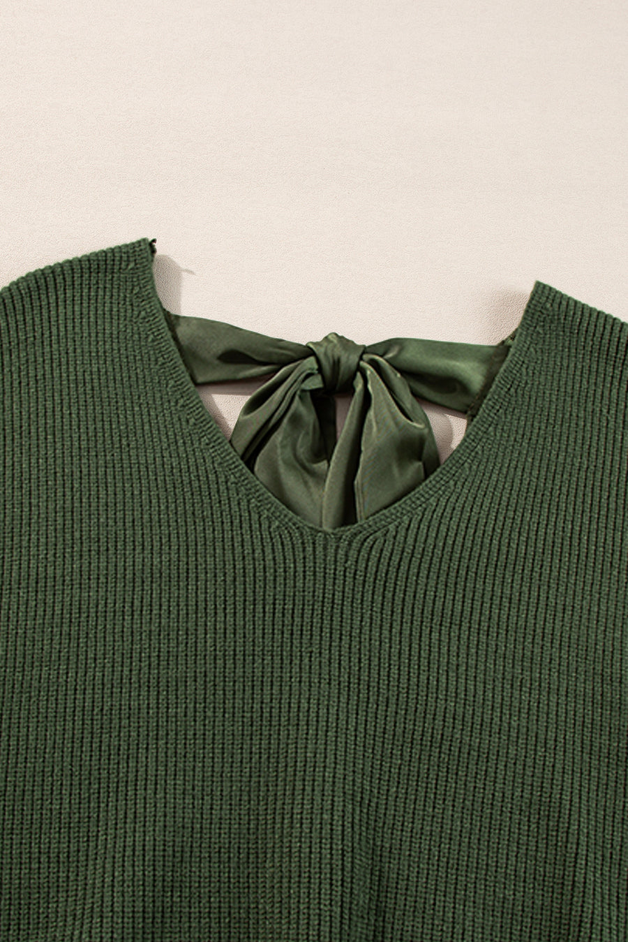 Lantern Sleeve V-Neck Bow Back Sweater- 4 Colors