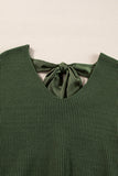 Lantern Sleeve V-Neck Bow Back Sweater- 4 Colors