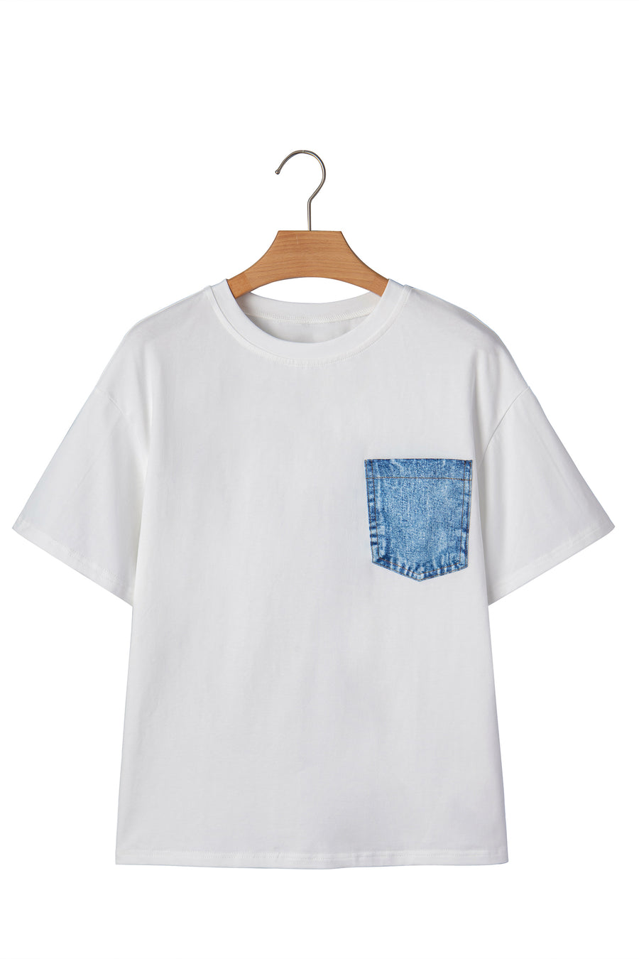Printed Denim Chest Pocket Graphic T-Shirt- 2 Colors