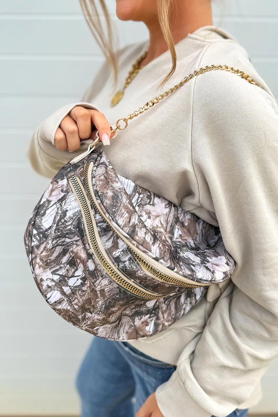 Graphic Print Gold Chain Crossbody Bag- 6 Styles