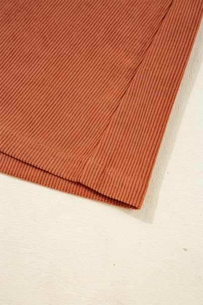 Gold Flame Corduroy Embroidered Patch Pocket Sleeveless Mini Dress