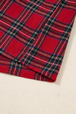 Red Plaid Contrast Color Long Sleeve Pajama Set- 3 Options