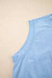 Yellow Cream Solid Color Washed Sleeveless Top Split Skort Cotton 2pcs Outfit