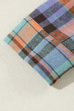 Red Plaid Print Drop Sleeve Loose Shirt Shacket