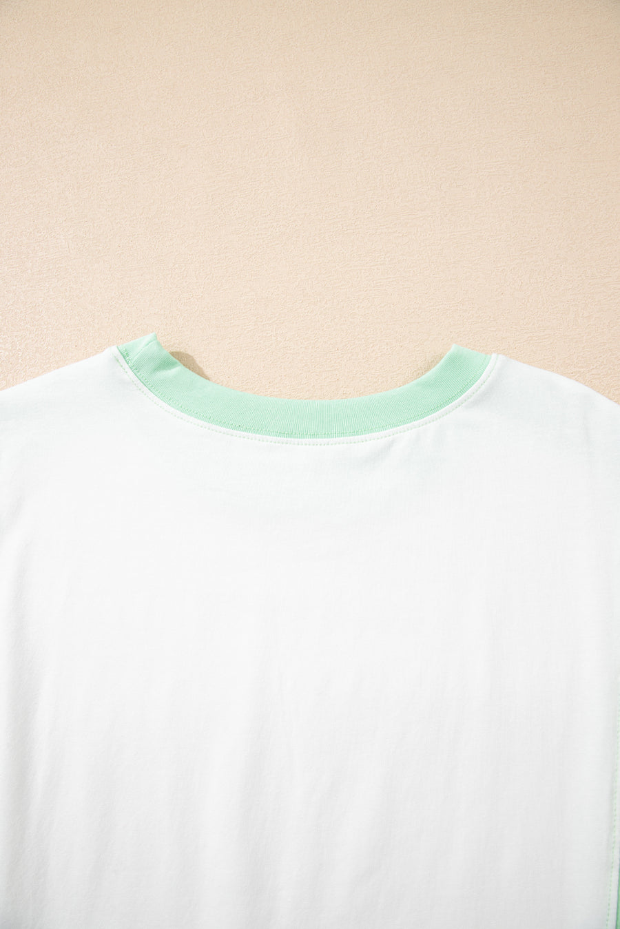 Color Block Exposed Seam Patchwork Crew Neck T-Shirt- 2 Colors