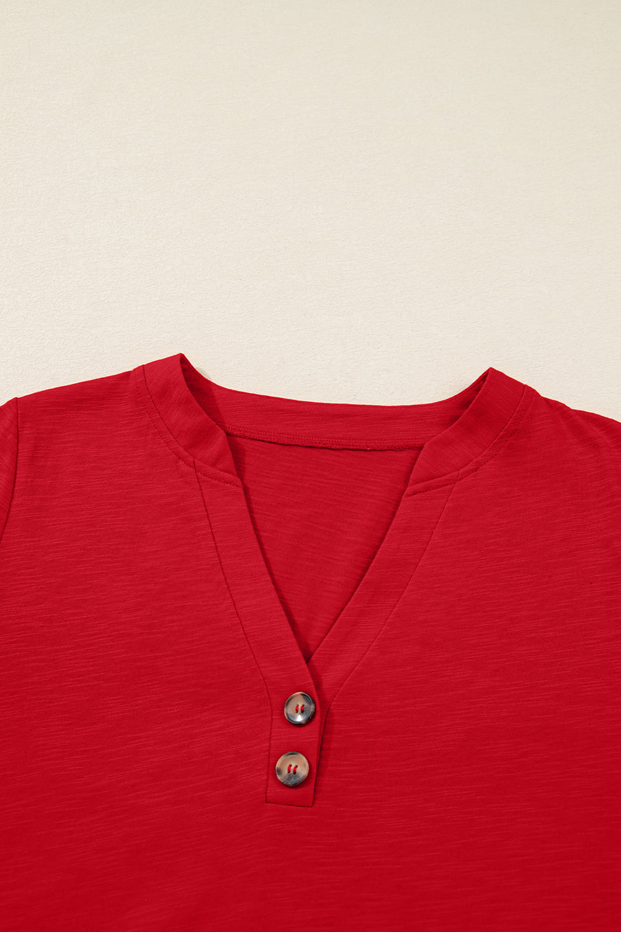 Button-Up V-Neck Long Sleeve Top- 3 Colors