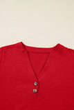 Button-Up V-Neck Long Sleeve Top- 3 Colors