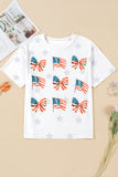 White Star Print Watercolor American Flags and Bows Graphic T-Shirt