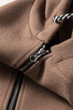 Contrast Cuff Drop Shoulder Zip-Up Tunic Hoodie- 3 Colors