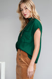 Green Pocket Ribbed Knit Short Sleeve Sweater- 9 Colors