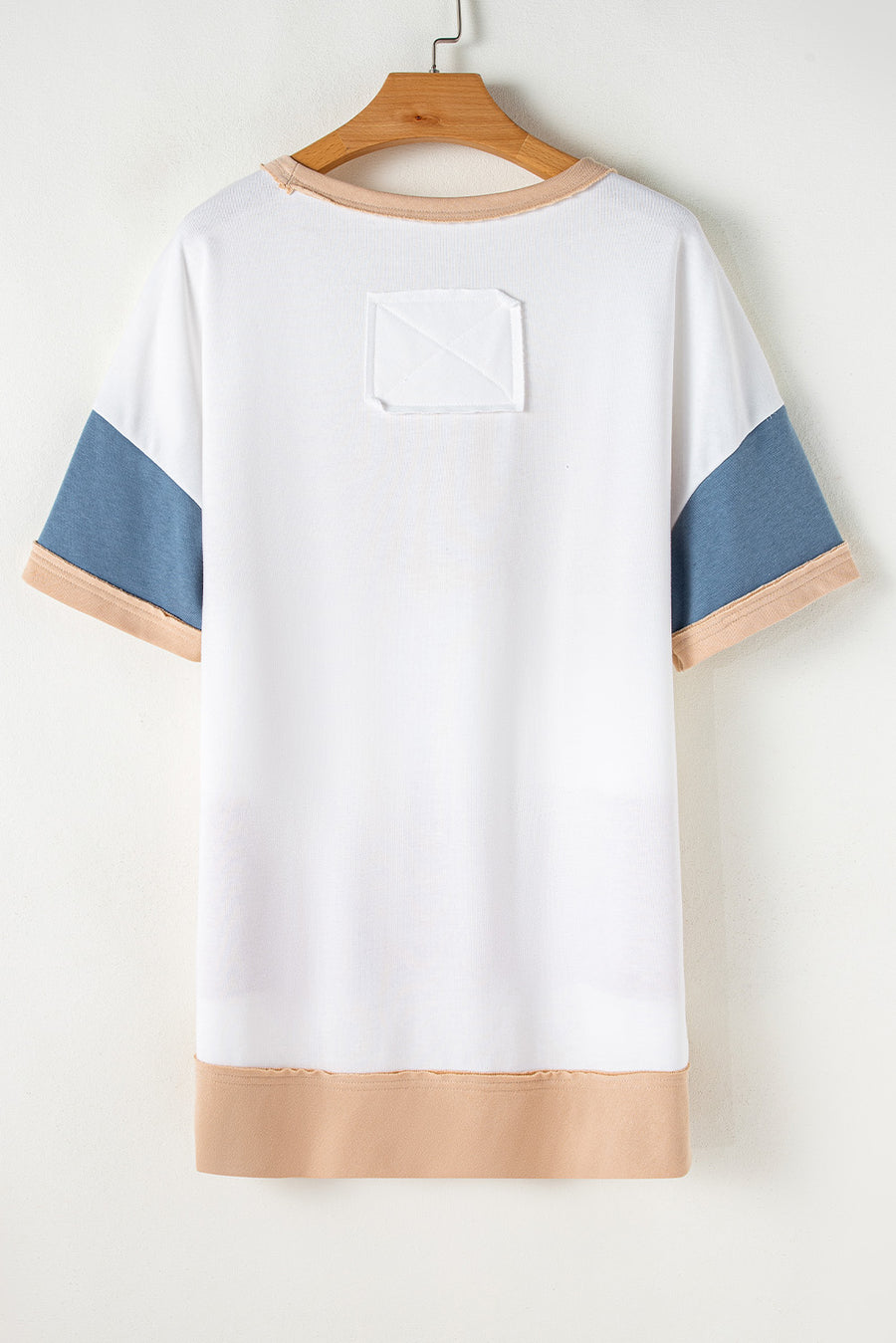 Dusty Color Block Patchwork Side Slit Tunic T-Shirt