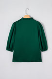 Frilled V-Neck Bow Detail 3/4 Sleeve Blouse- 2 Colors