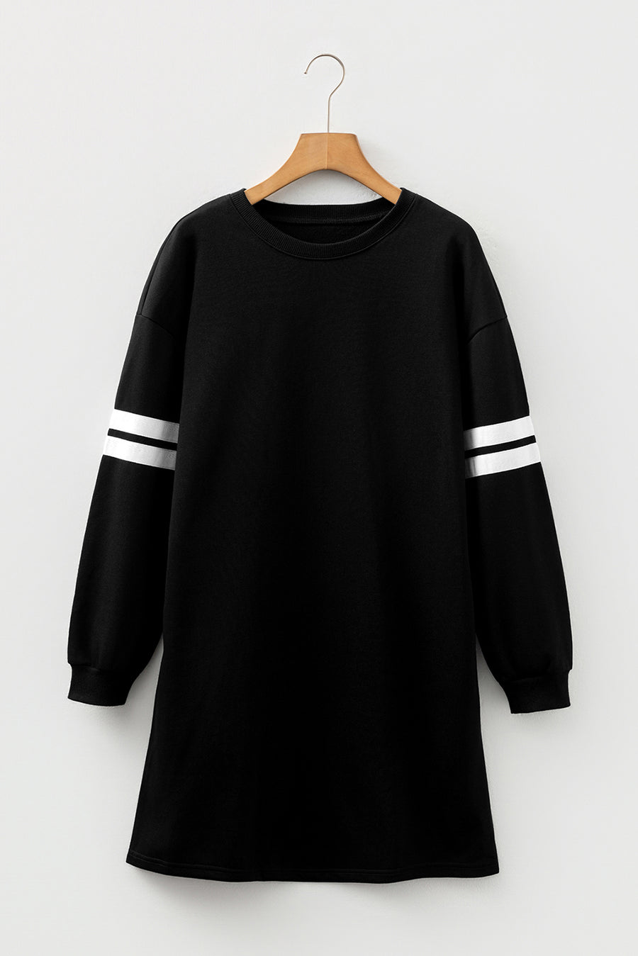 Varsity Striped Long Sleeve Loose Mini Dress with Pockets- 5 Colors
