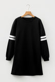 Varsity Striped Long Sleeve Loose Mini Dress with Pockets- 5 Colors