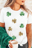 White Sequin Clovers Graphic T-Shirt