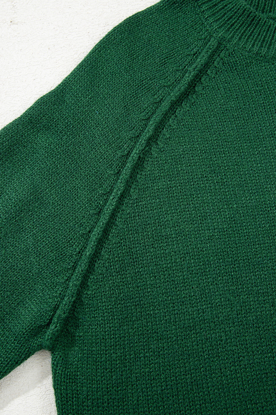 Evergreen Exposed Seam Raglan Sleeve Crew Neck Sweater